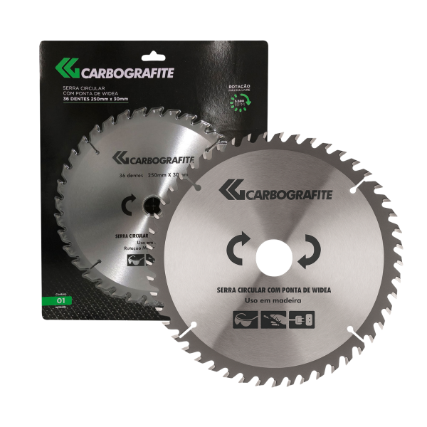 Serra Circular Para Madeira 250 X 30mm - 36 Dentes - Carbografite