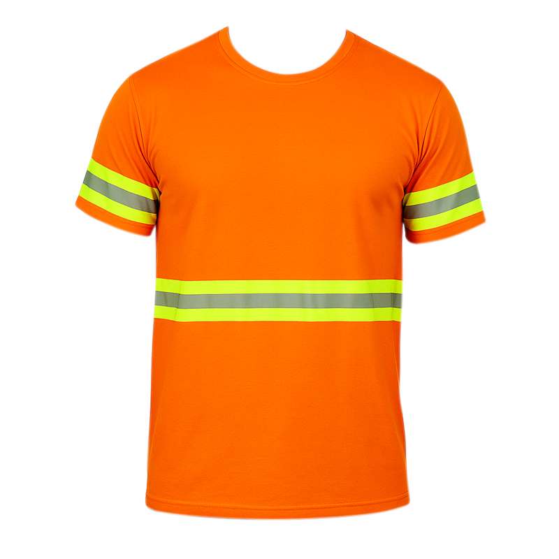 Camiseta Laranja Faixa Refletiva Manga Curta Uniforme