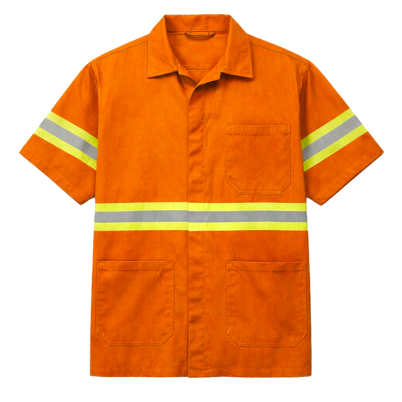 Jaleco Manga Curta Laranja Faixa Refletiva Uniforme