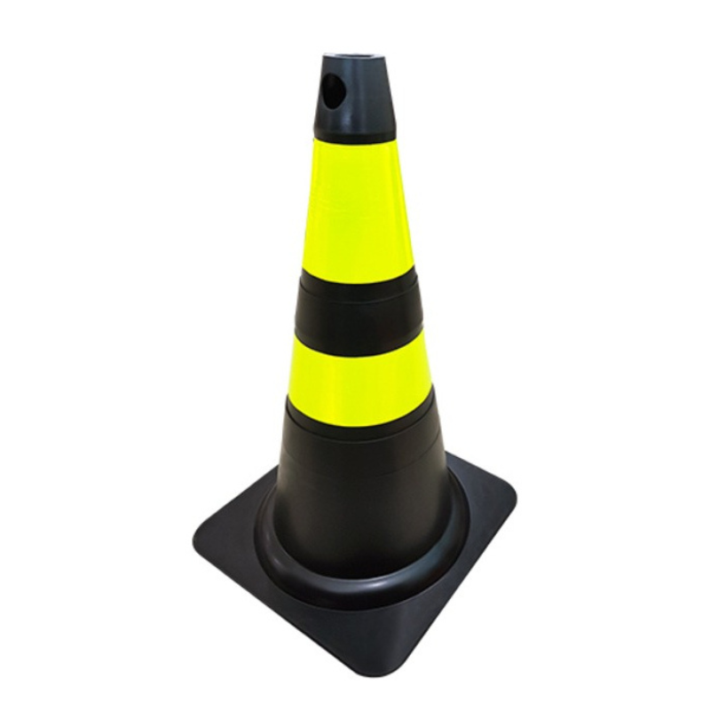 Cone Flexivel Preto 50cm PLT2 Refletivo – Plastcor