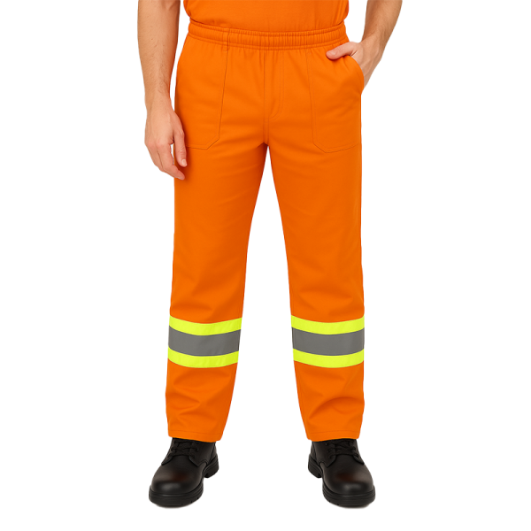 Calça Laranja Faixa Refletiva - Uniforme