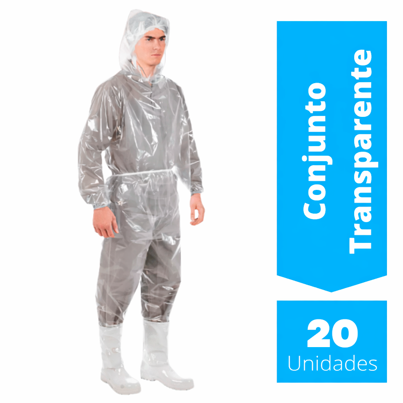 Kit 20 Conjuntos de Polietileno C/ Capuz Descartável  –  Prevemax