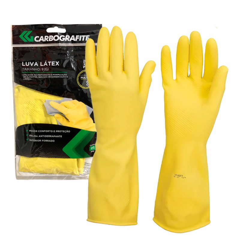 Luva  Látex Multiuso Amarela Unidade CA 13974 – Carbografite
