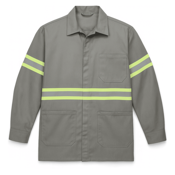 Jaleco Manga Longa Cinza Faixa Refletiva Uniforme