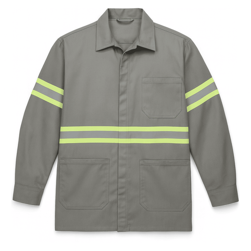 Jaleco Manga Longa Cinza Faixa Refletiva Uniforme