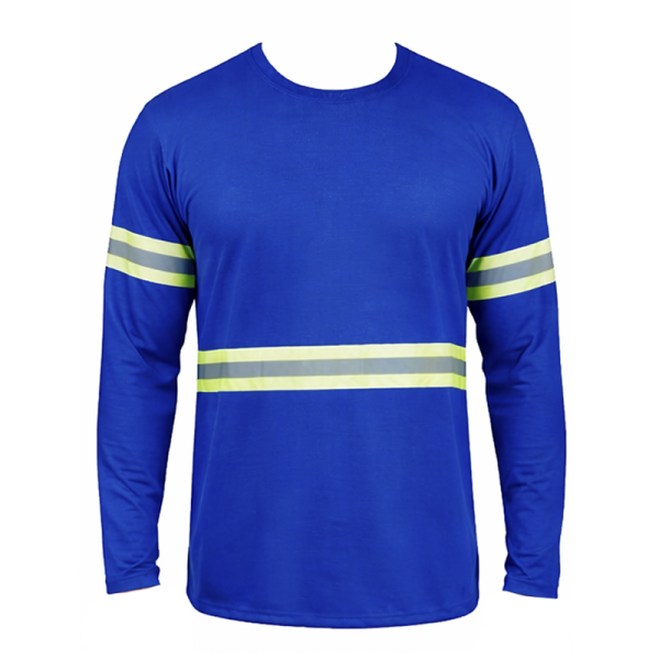 Camiseta Azul Royal Faixa Refletiva Manga Longa Uniforme