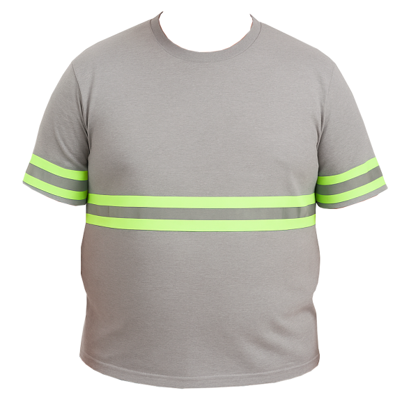 Camiseta Plus Size Cinza Manga Curta Faixa Refletiva - Uniforme