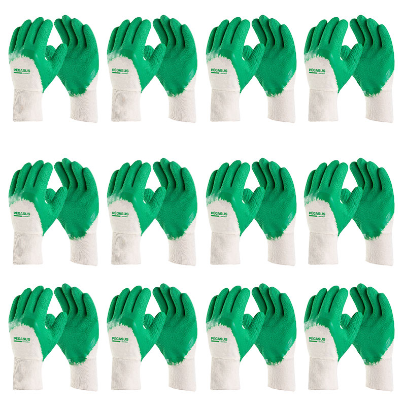 Luva Segurança Pégasus Látex Coleta CA 10431 Kit 12 Pares – Danny
