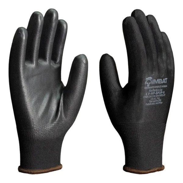 Luva de Poliéster Tátil  PU Preto CA 41761 - Imbat