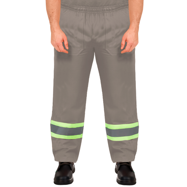 Calça Plus Size Cinza Elástico Total Faixa Refletiva - Uniforme
