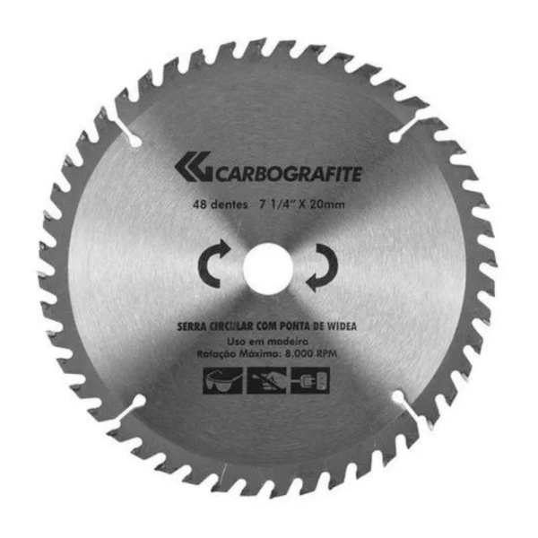 Serra Circular Para Madeira 7 1/4 x 20mm 48 Dentes - Carbografite