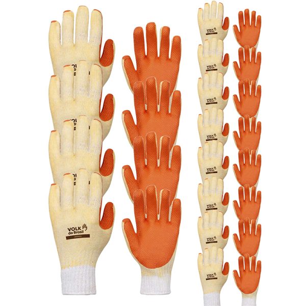 Luva de Segurança Orange CA 21367 Kit 12 Pares  - Volk