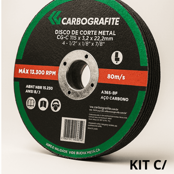 Disco de Corte Para Metais CG-C 115 x 3,2 x 22,2mm Kit 5 Unid - Carbografite