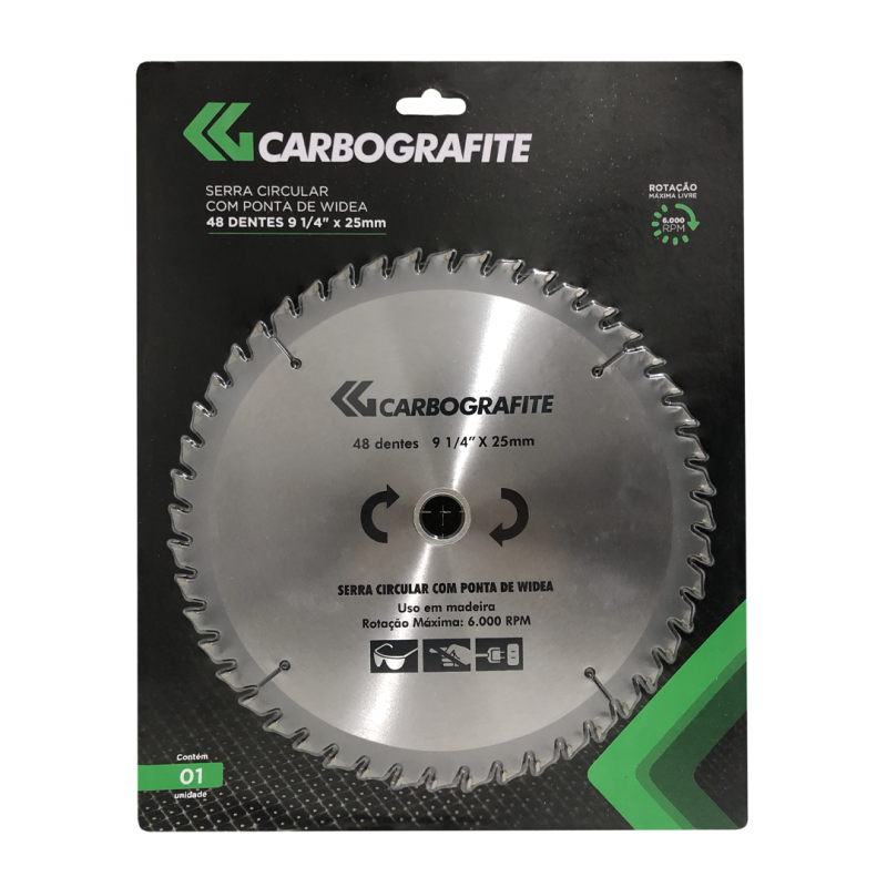 Serra Circular Para Madeira 9 1/4x25mm 48 Dentes – Carbografite