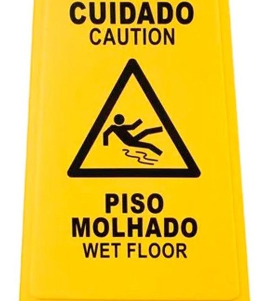 Cavalete Duplo Amarelo 61 x 30 Cuidado Piso Molhado - Plastcor