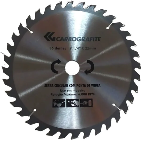 Serra Circular Ponta De Widea 9 1/4 x 25mm - 36 Dentes - Carbografite