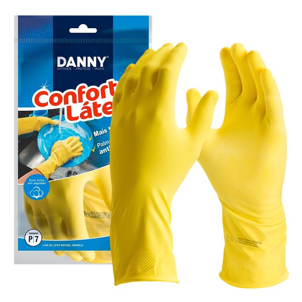 Luva Confort Látex Amarela Unidade CA 15532 - Danny